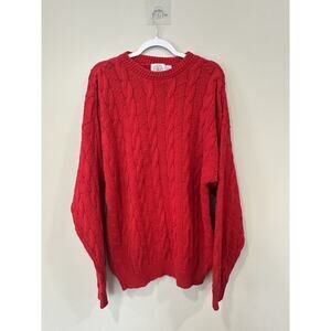 Cape Isle Knitters SweaterUnisex XL Red Textured Knit Vintage 100% Cotton